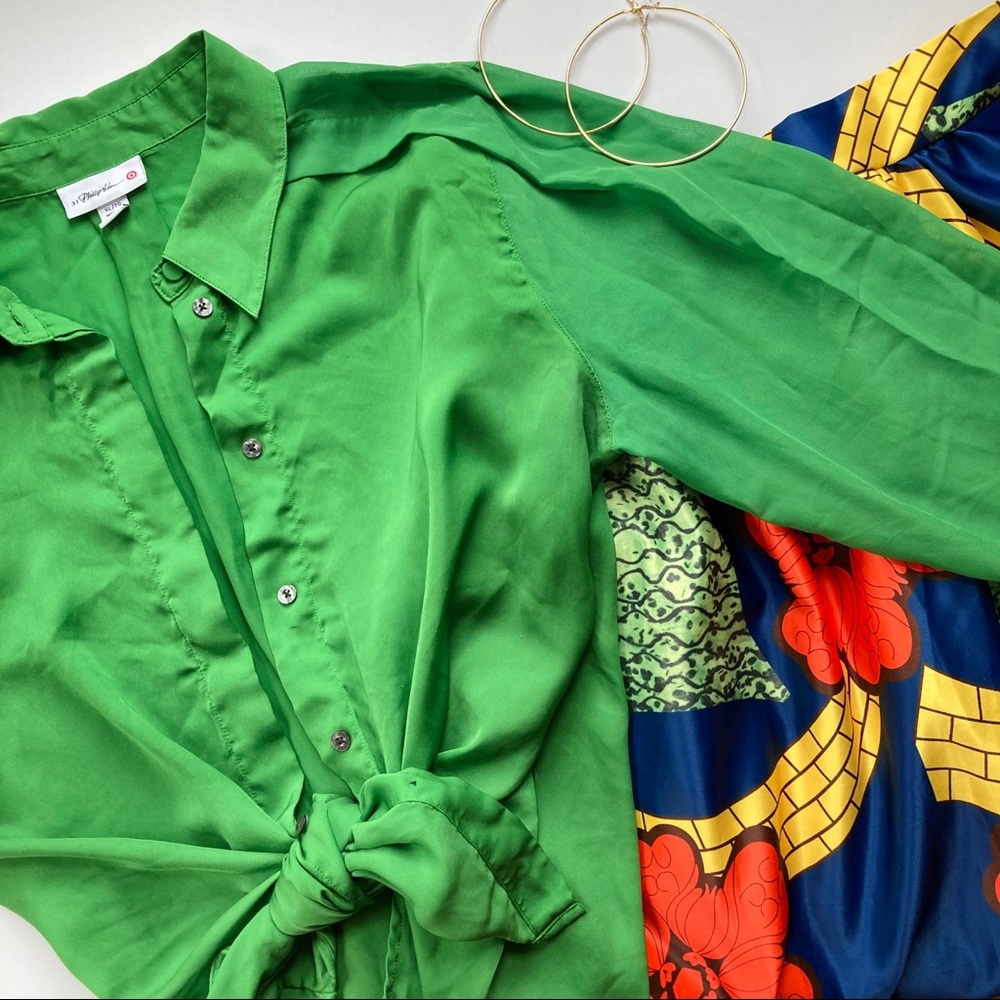 3.1 Phillip Lim Target Silky Emerald Button Down